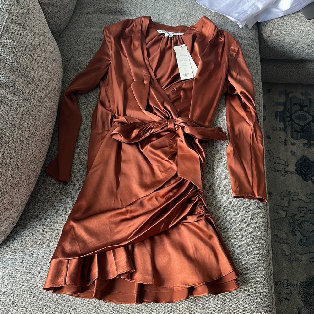 NWT Veronica beard agatha dress in cognac sz 10